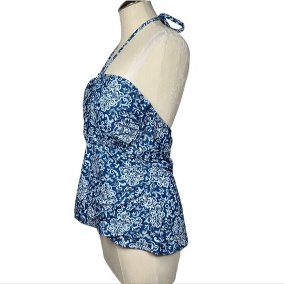 LOFT Beach Blue Halter Padded Tankini 18 - Picture 2 of 6